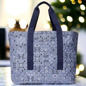 Victoria’s Secret Reversible Canvas Tote Bag Blue Print – NEW